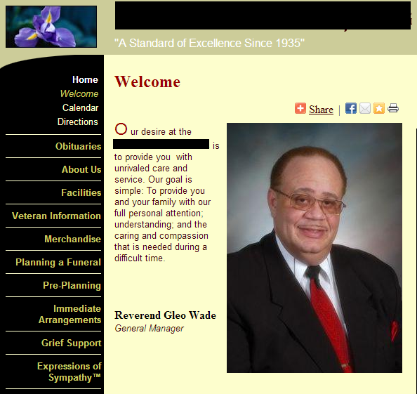 Crappy funeral home website