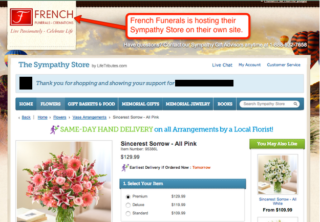 To view the live version of French Funeral’s sympathy store, click on the image above.