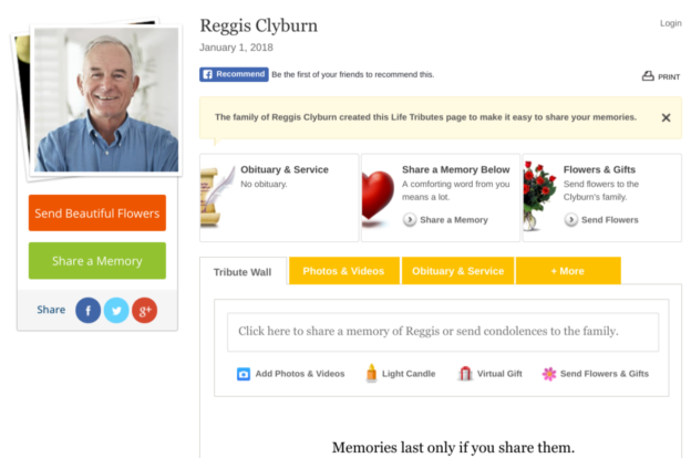 f1connect social memorial website