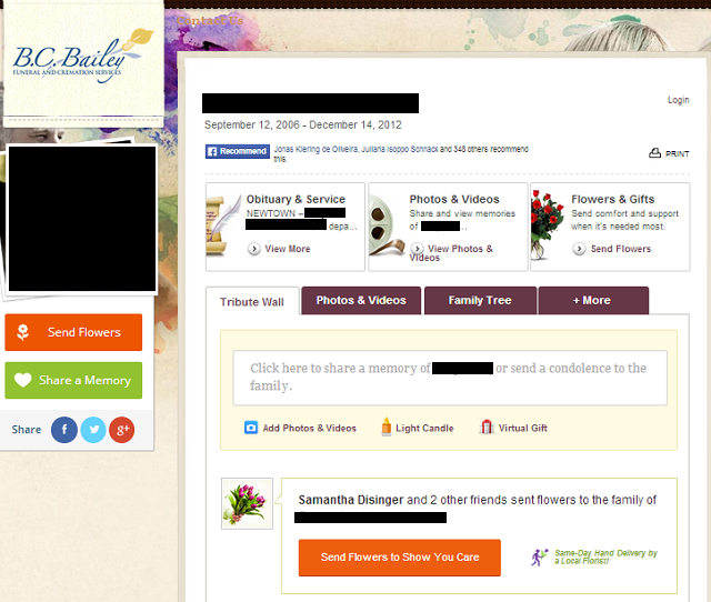 To view this live social memorial website on B.C. Bailey’s website, click on the image. 